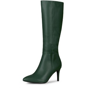 BLISSFUL STEP Women's Halloween Pointed Toe Side Zipper Stiletto Heel Knee High Boots - 1 of 4