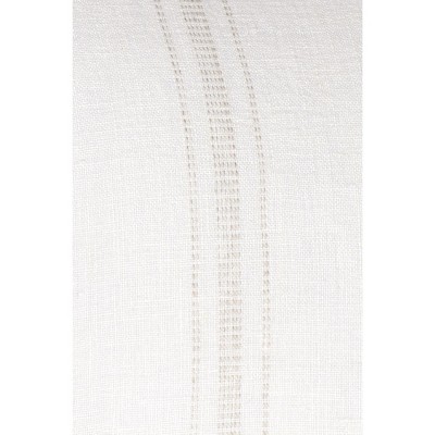 White and Beige Embroidered Linen Lumbar Pillow 15x30