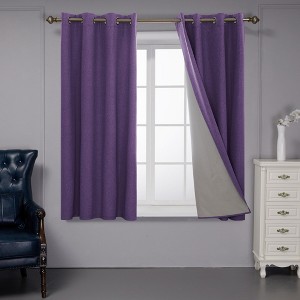 Deconovo Faux Linen Total Blackout with Coating Curtains (2 Panel) - 1 of 4