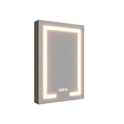 ONWITH 24 in. W x 36 in. H Black Aluminum Recessed/Surface Mount Left Dimmable Medicine Cabinet with Mirror