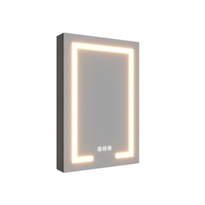 ONWITH 24 in. W x 36 in. H Black Aluminum Recessed/Surface Mount Left Dimmable Medicine Cabinet with Mirror - 1 of 4