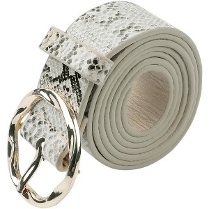 INSPIRE CHIC Women's Wide Fashion Snake Leopard Decorated Irregular Round Buckle Belt - 1 of 4