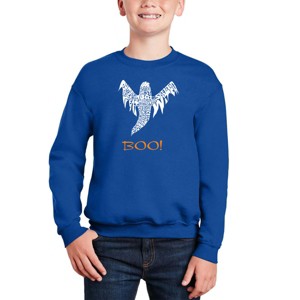 LA Pop Art Halloween Ghost - Boy's Word Art Crewneck Sweatshirt - 1 of 3