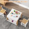 3 In 1 Kids Art Table and Chair Set, with 2 Chairs, Bookshelves, Drawers and Detachable Tabletop, Toddlers Craft Desk for Home Daycare Playroom - 3 of 4