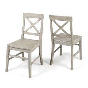VYNXARIA Farmhouse Acacia Wood Dining Chairs, White (Set of 2) - 1 of 4