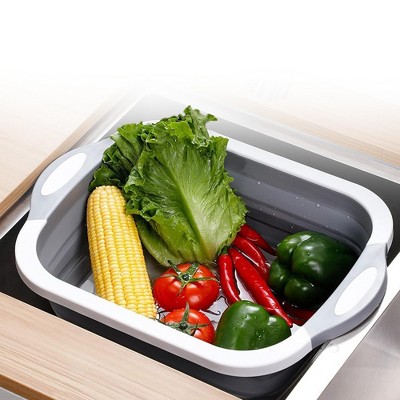 Gray Silicone Collapsible Cutting Board with Drainage Hole