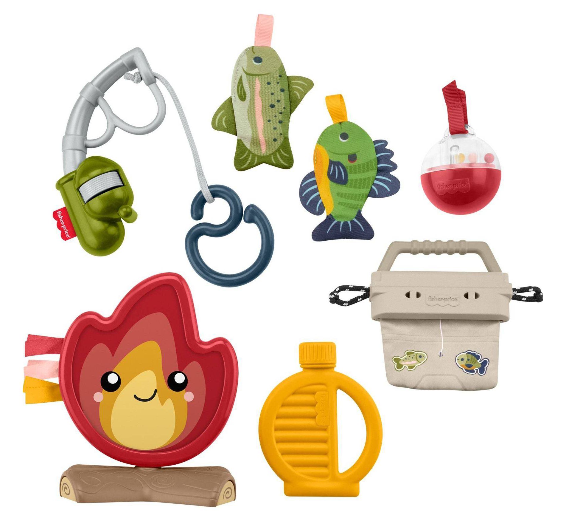 Fisher-Price Mini Me Moments Camp & Crinkle Gift Set Fishing & Hiking Baby Learning Activity Toys - 8pc