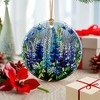 Lupine with Butterfly Ornament Ornament – Christmas Decoration & Christmas Ornament; Round Ceramic - 4 of 4
