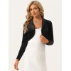 INSPIRE CHIC Women's Long Sleeve Lapel Collar Velvet Open Front Cropped Cardigan - 4 of 4