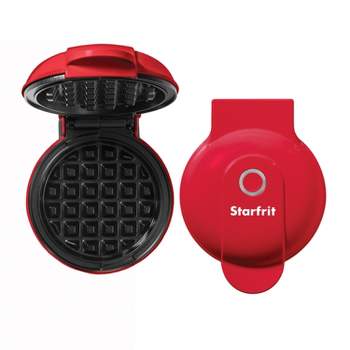 Starfrit 4-In. Electric Mini Waffle Maker, Red