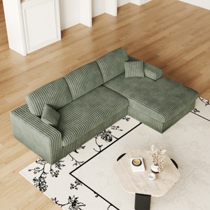 KWPZQEB 114.5" Corduroy Sectional Sofa, 2-in-1 Sofa with Upholstered & 3 Cushion Neck Pillows, L-Shaped Sofa with Deep Seat & Recliner for Living Room - 1 of 4