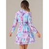 INSPIRE CHIC Women's Floral Long Sleeve Mock Neck Ruffle Layered Smocked Mini Dress - 4 of 4