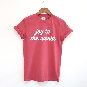 Simply Sage Market Women's Joy To The World Bold Cursive Short Sleeve Garment Dyed Tee - 1 of 4