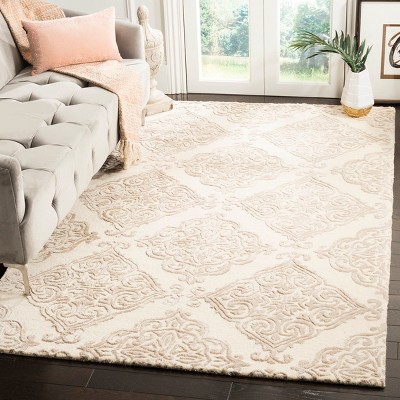 Ivory and Beige Hand-Tufted Wool Area Rug