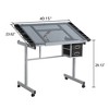 SKRAN Adjustable Glass Drafting Table , Tiltable Writing Desk With 2 Fabric Drawers And 4 Wheels for Home Office and School - 2 of 4