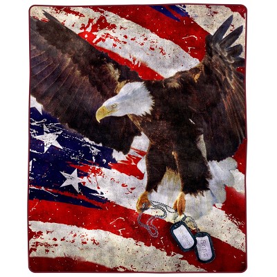 8 Lb Throw Blanket - Oversized Woven Plush Sofa or Soft Comfort Bed Decor with Printed Wildlife Design by Hastings Home (Bald Eagle)