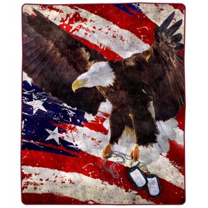 8 Lb Throw Blanket - Oversized Woven Plush Sofa or Soft Comfort Bed Decor with Printed Wildlife Design by Hastings Home (Bald Eagle) - 1 of 4