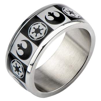 Men's Star Wars Stainless Steel Galactic Empire and Rebel Alliance Symbol Ring