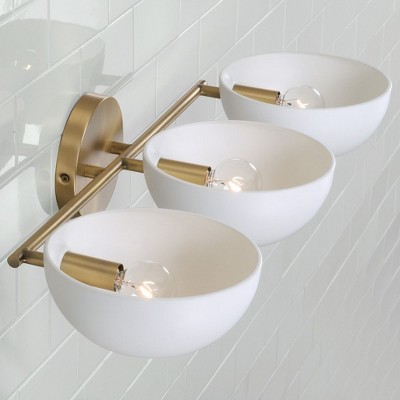 Reece 3-Light Aged Brass and White Metal Vanity Light