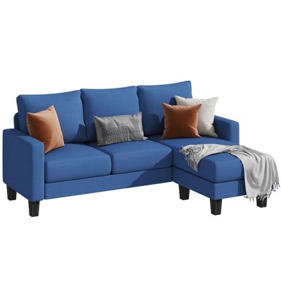 LACOO L-Shaped Sofa, Linen Fabric Couch with Reversible Chaise