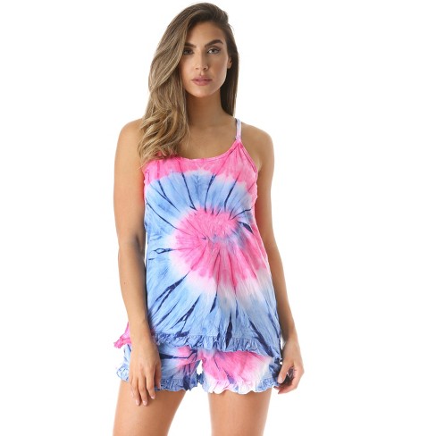 Just Love Tie Dye Pajama Short Set With Ruffle Detail