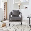 Modern Velvet Barrel Accent Chair with Open Back,Upholstered Armchair with Metal Legs for Living Room,Dining Room-Baofuwish - 2 of 4