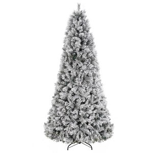 Prelit Snow Flocked Artificial Christmas Tree, Snow Flocked Full Prelighted Cedar Xmas Tree - 1 of 4