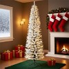 Prelit Flocked Pencil Christmas Tree with Lights, Slim Artificial Xmas Tree with Snowy Branch Tips & Sturdy Metal Stand for Indoor/Outdoor - 3 of 4
