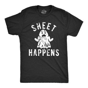 Mens Sheet Happens T Shirt Funny Halloween Ghost Disguise Joke Tee For Guys - Crazy Dog Men's T Shirt - 1 of 4