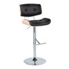 Contemporary Adjustable Swivel Barstool with Metal Base, Wood and Upholstered Seat - Set of 2 - 2 of 4