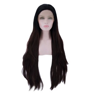Unique Bargains Women Long Straight Hair Lace Front Wig with Wig Cap 24" 1PC - 1 of 4