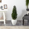 Nearly Natural 3.5-ft Mini Cedar Artificial Pine Tree in White Planter UV Resistant (Indoor/Outdoor) - image 4 of 4