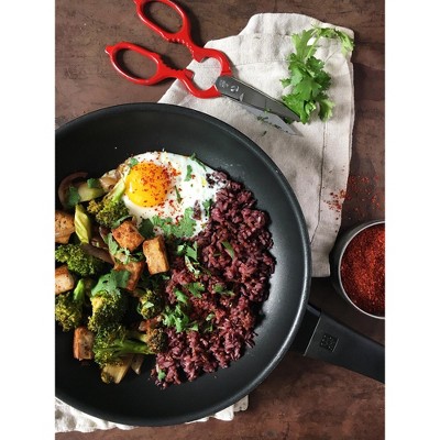 Matte Black 12" Aluminum Nonstick Round Fry Pan
