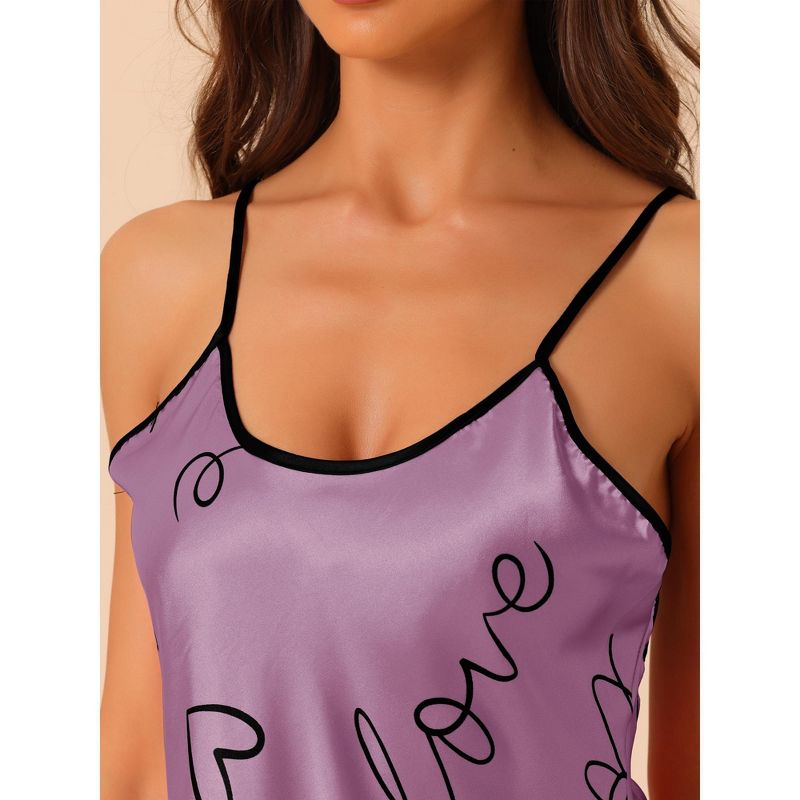 cheibear Women's Sleeveless Round Neck Pajamas Sleepwear Heart Print Lounge Camisole Mini Nightgowns, 4 of 6