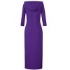 Womens Hoodie Sweat Dress 3/4 Sleeve Slim Fit Hooded Maxi Dress Stripe Summer Dress Soft Lounge Dress - 2 of 2