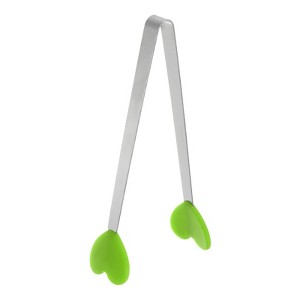 Unique Bargains Stainless Steel Silicone Tips Heart Shape Food Tongs - 1 of 4