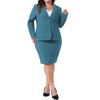 Agnes Orinda Women's Plus Size Formal Office Notched Lapel Jacket Blazer Pencil Skirt Suit Sets - 2 of 4
