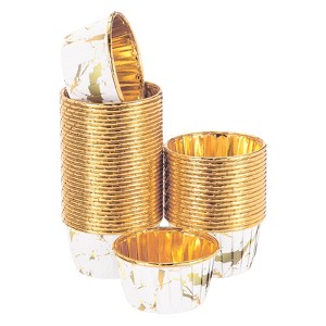 Unique Bargains Round-Pattern Greaseproof Single-sided Aluminum Foil Cupcake Liners 50 Pcs - 1 of 4