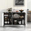 Tangkula Sideboard Cabinet w/ Tempered Glass Door Elevated Metal Legs Free-standing - 3 of 4