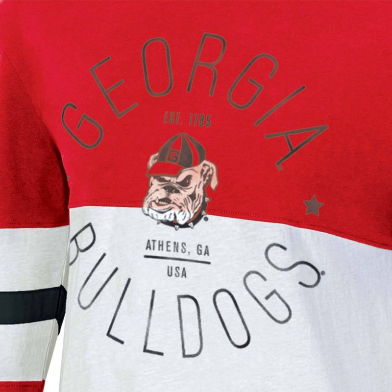 NCAA Georgia Bulldogs Women&#39;s Long Sleeve Color Block T-Shirt, 3 of 4