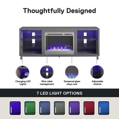 Lumina 65" Graphite Gray Media Console with Electric Fireplace