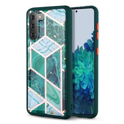 MyBat Hybrid Case Compatible With Samsung Galaxy S21 Plus - Green Marbling / Green