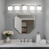 DORESshop 41 in. 5-Light Nickel Modern Square Vanity Light for Bathroom, Bedroom with Curved Arms and Milk White Glass Shades - 3 of 4
