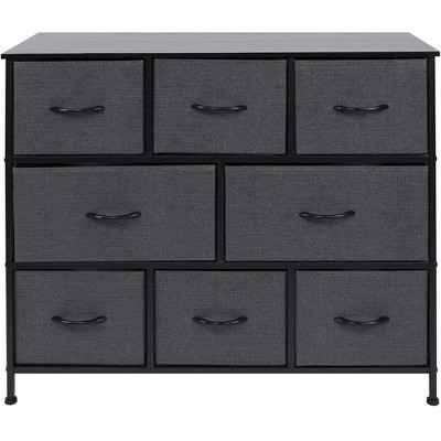 Black Fabric and Steel 8-Drawer Nursery Dresser