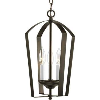 Progress Lighting Gather 3-Light Foyer Fixture, Antique Bronze, White Candle Sleeves, Resin Material