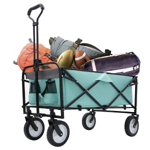 Whisen Collapsible Foldable Wagon Cart with Strapping System, Beach Wagon, Supports 360lbs All-Terrain Wheels - 1 of 4