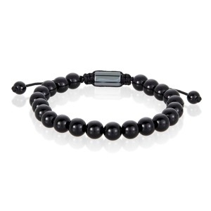 Crucible Men's Onyx Stone Bead Adjustable Shocker Tie Bracelet (8mm) - 1 of 4