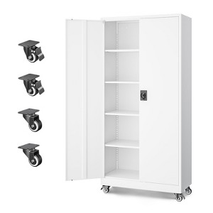 Mlezan Storage Cabinet with Locking Doors, 72" Tall 18" Deep Metal Cabinet with 5 Adjustable Shelves for Garage，Pantry, Office,  Home Kitchen,Garage - 1 of 4
