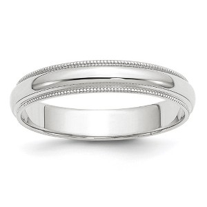 Black Bow Jewelry 4mm 10K Rose, White, or Yellow Gold Half Round Milgrain Standard Band - 1 of 4