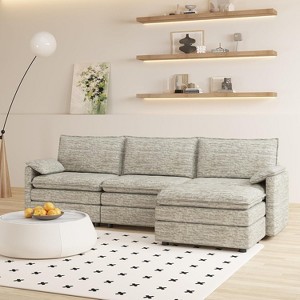 Gaomon 108" XL Modular Sectional Couch, Deep Seat Modern Chenille L Shaped Modular Sofa, Cloud Couch for 4 with Movable Ottoman - 1 of 4